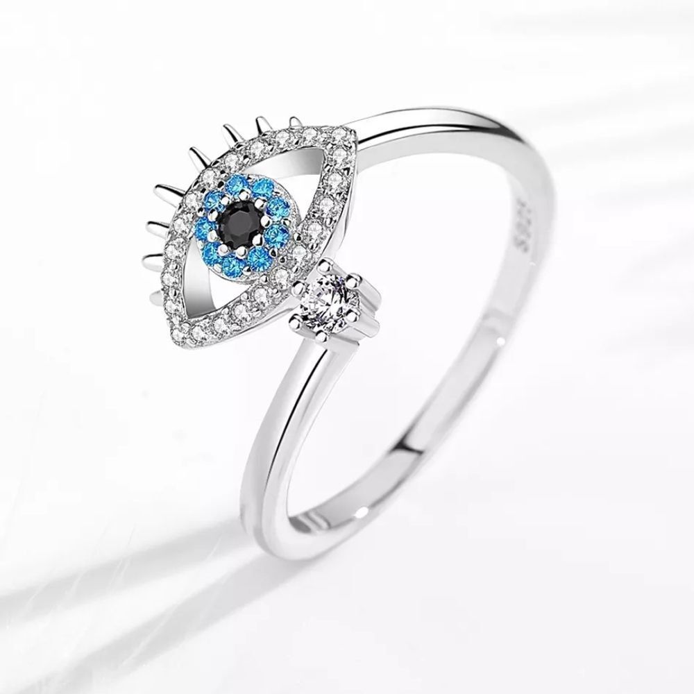 925 Adjustable Evil Eye Ring